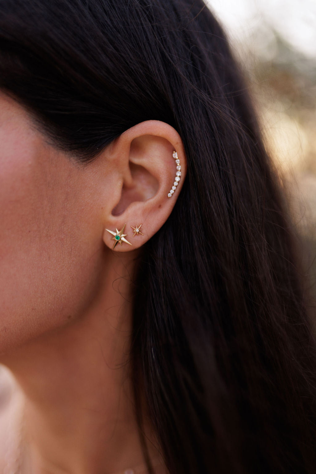 Starlight Emerald Stud Earring