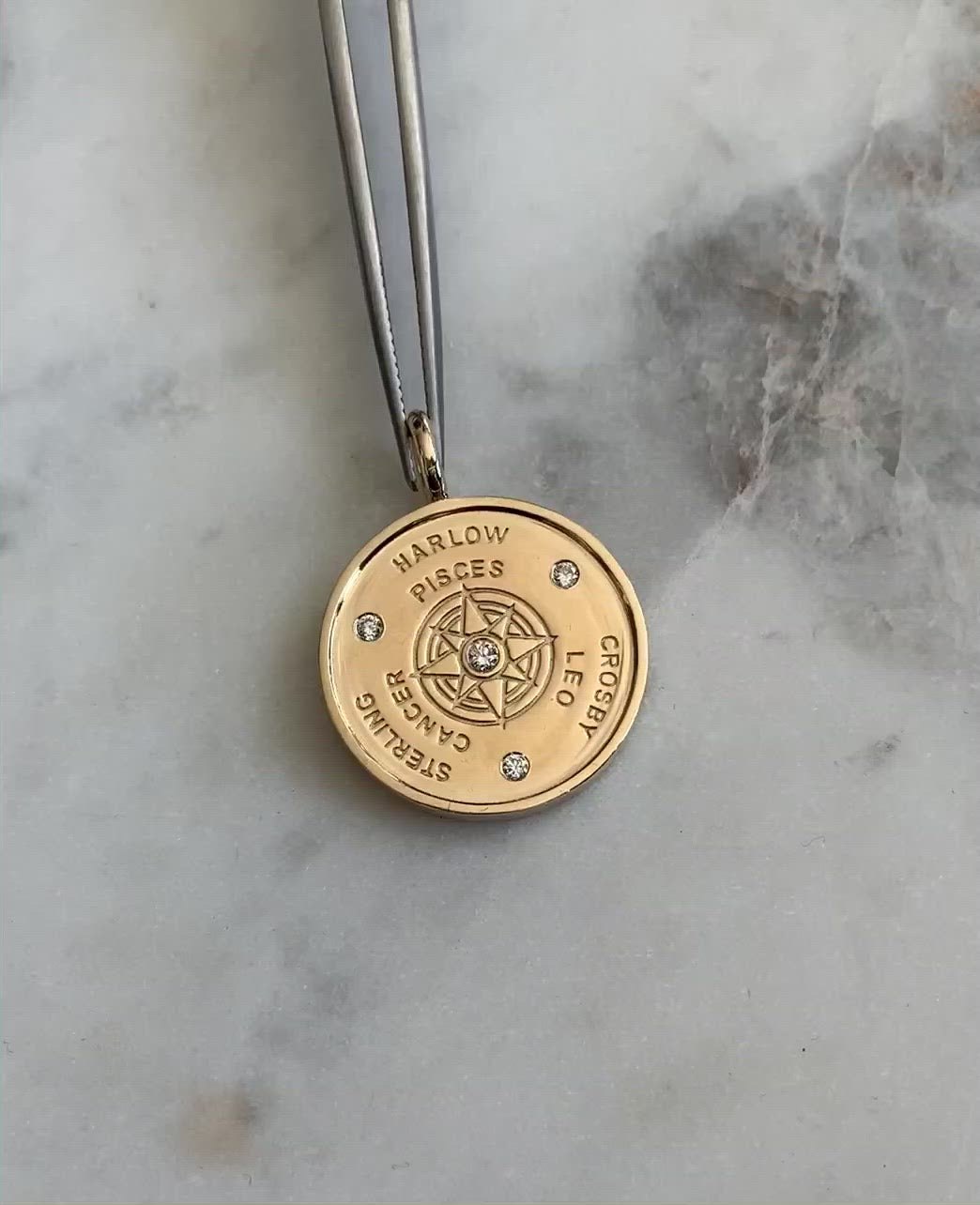 Three Name and Diamond Constellation Pendant