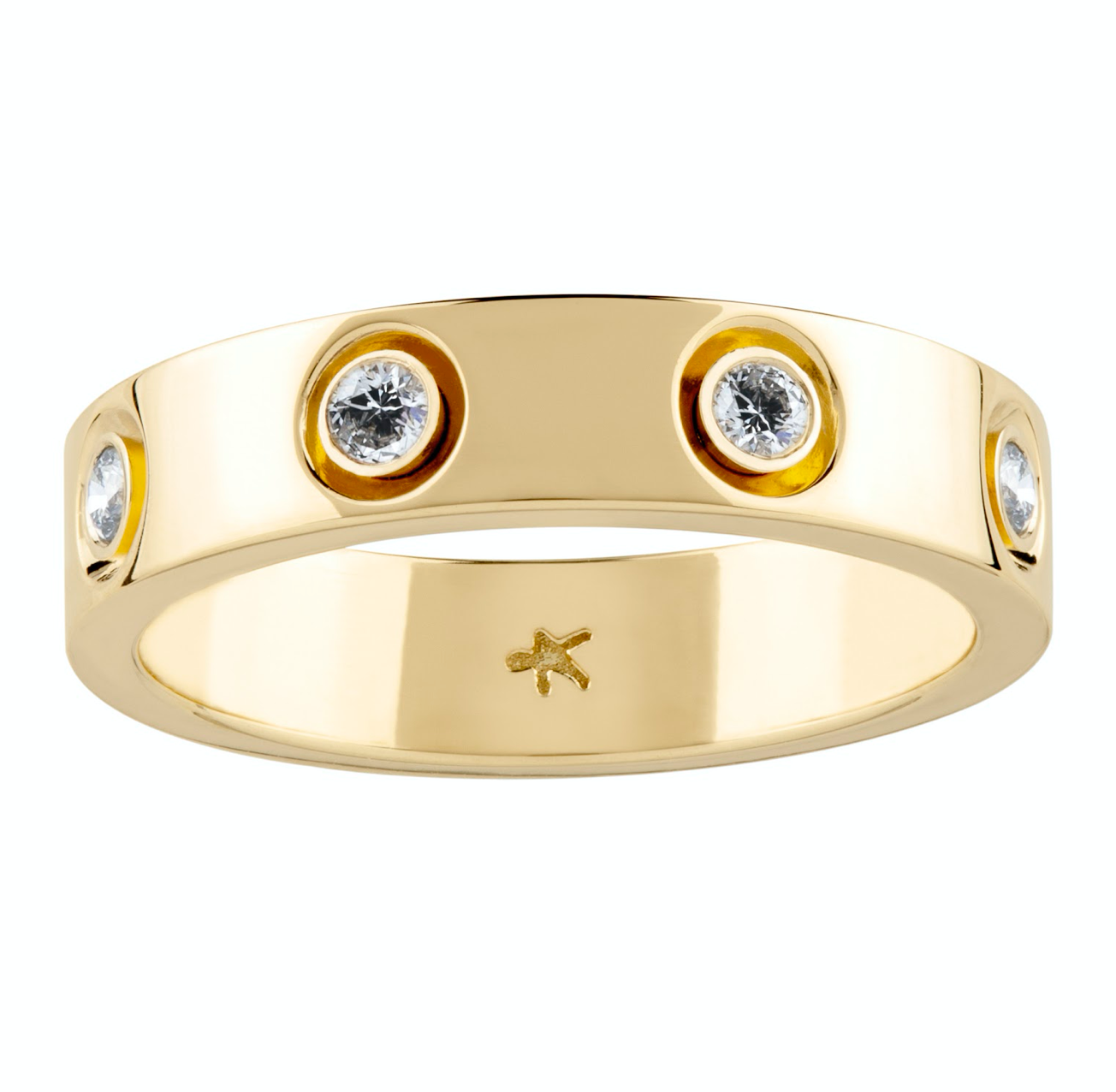 14K Diamond Bezel Ring