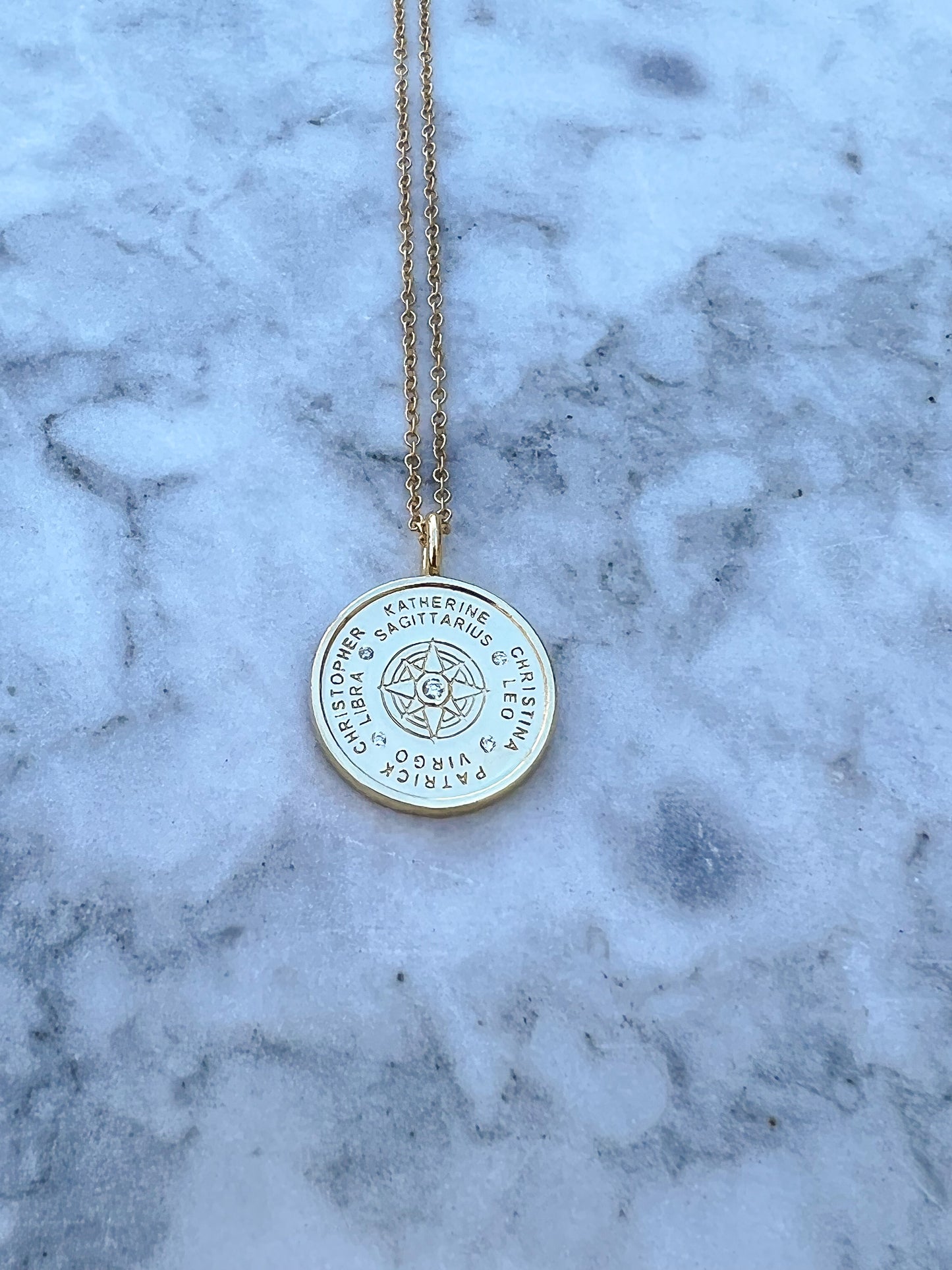 Double Sided Family Constellation Pendant (4 Names)