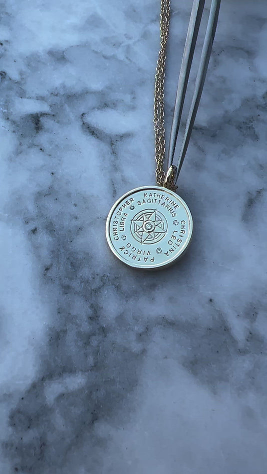 Double Sided Family Constellation Pendant (4 Names)