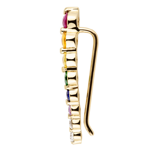 Rainbow Gemstone Ear Crawler