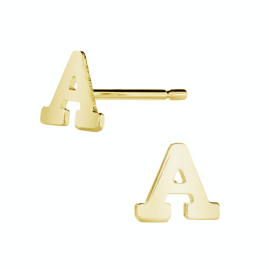 Letter A Initial Stud Earring
