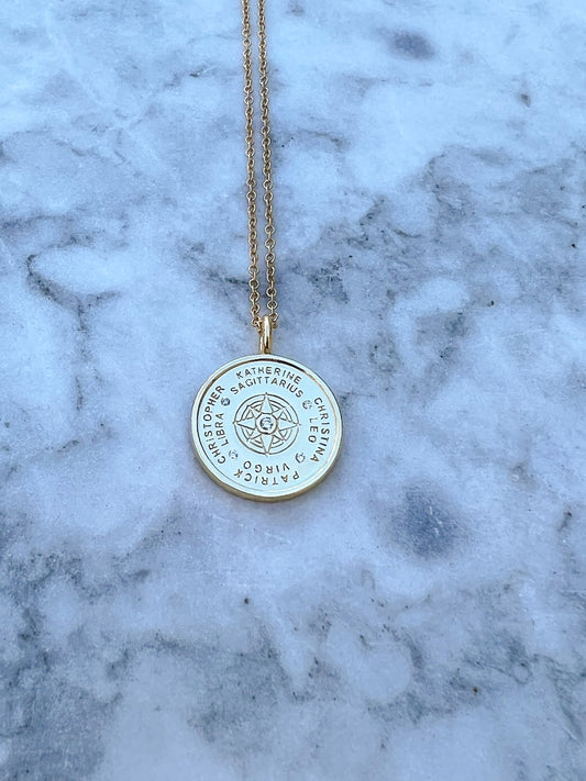 Double Sided Family Constellation Pendant (4 Names)
